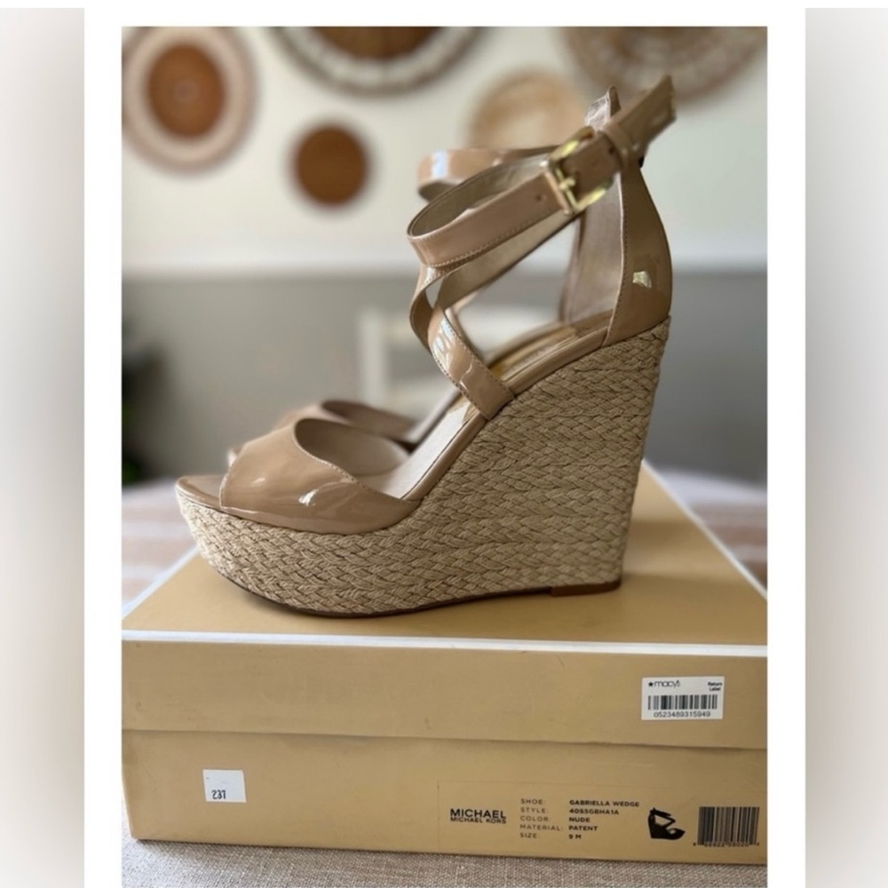 Michael Kors Beige Wedge Sandals